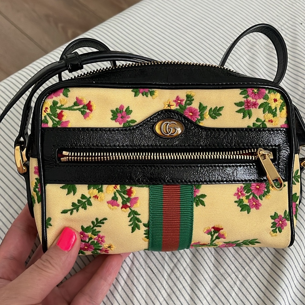 Gucci Limited Edition Mini Ophidia Floral Canvas Cross Body Bag